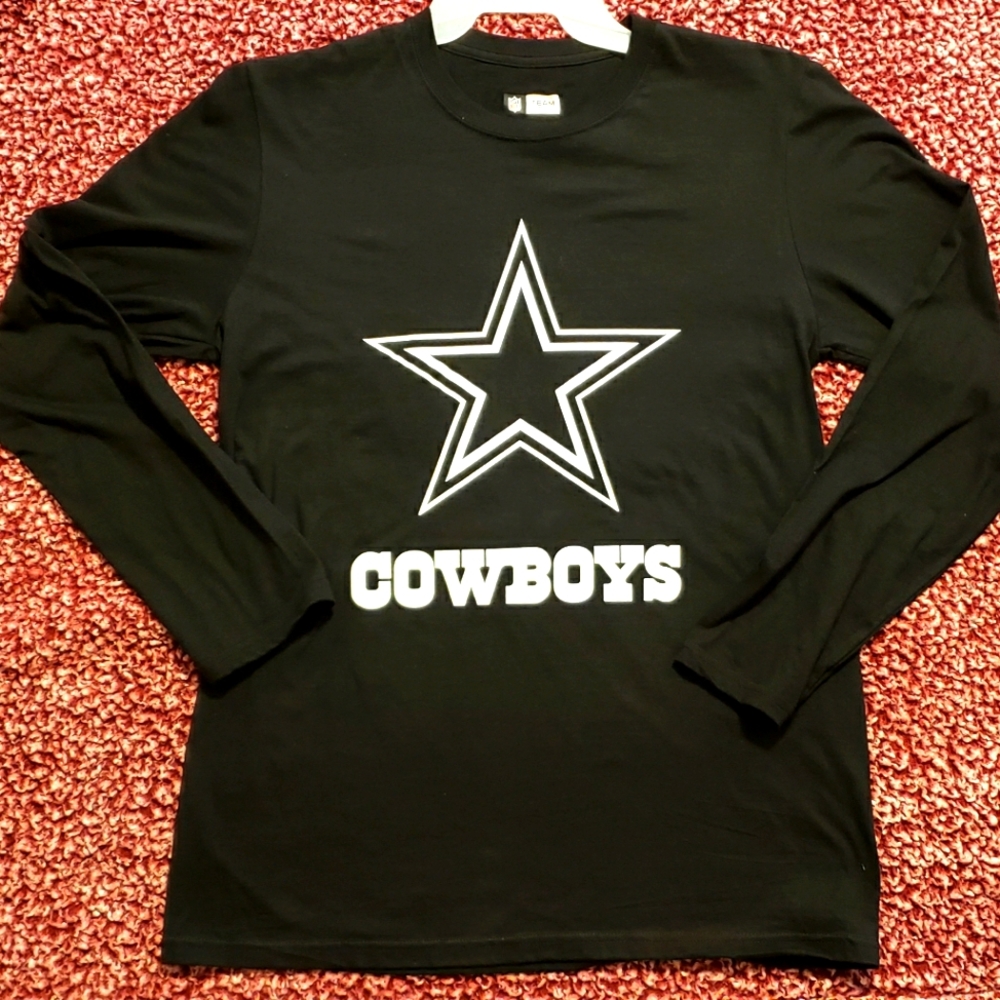 DALLAS COWBOYS Men's Black Long Sleeve Crew T-Shirt (Medium)